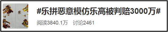 “乐高”告“乐拼”，获赔3000万！